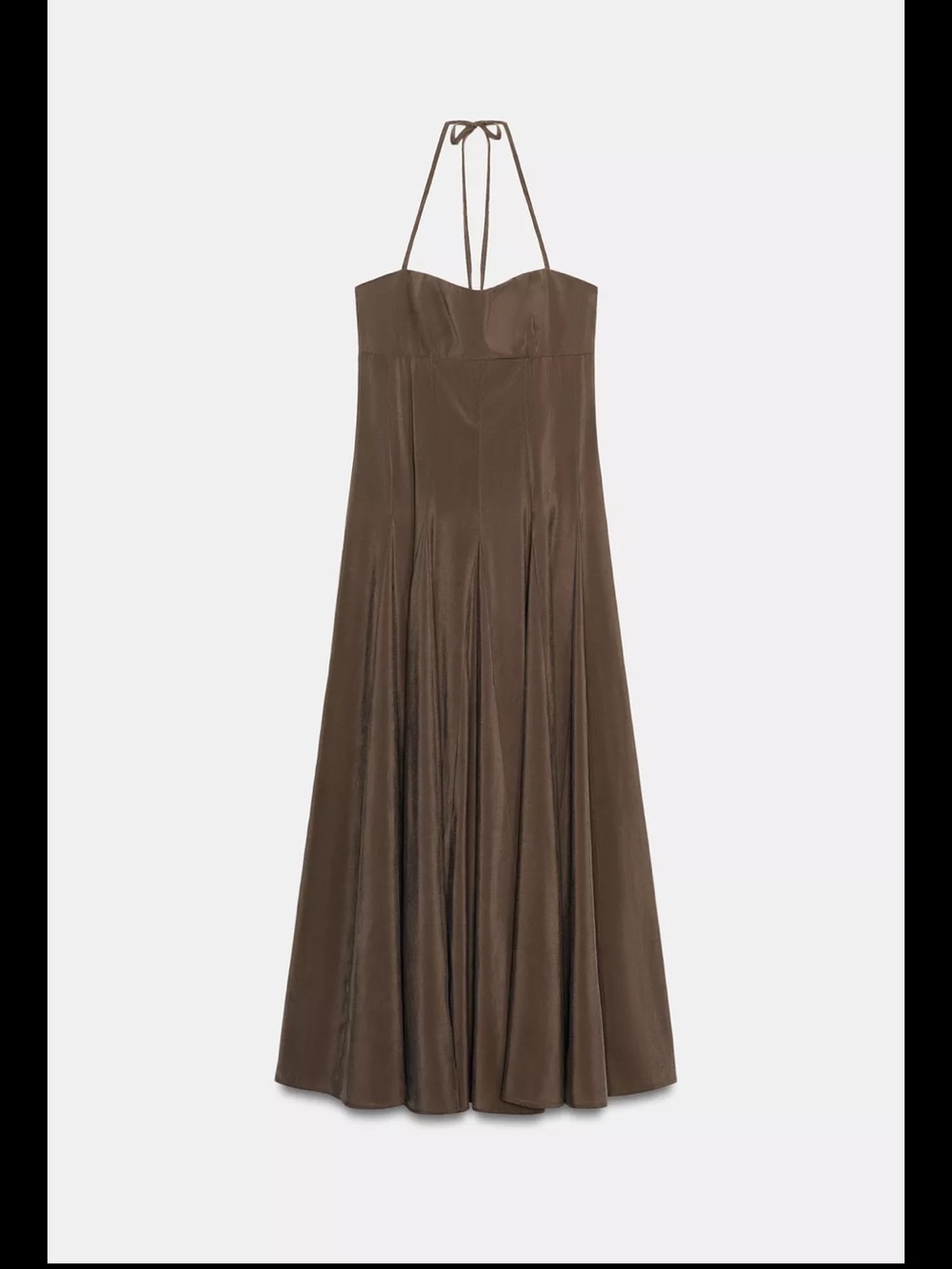 Zara Brown halter volume midi Dress - Picture 3 of 6